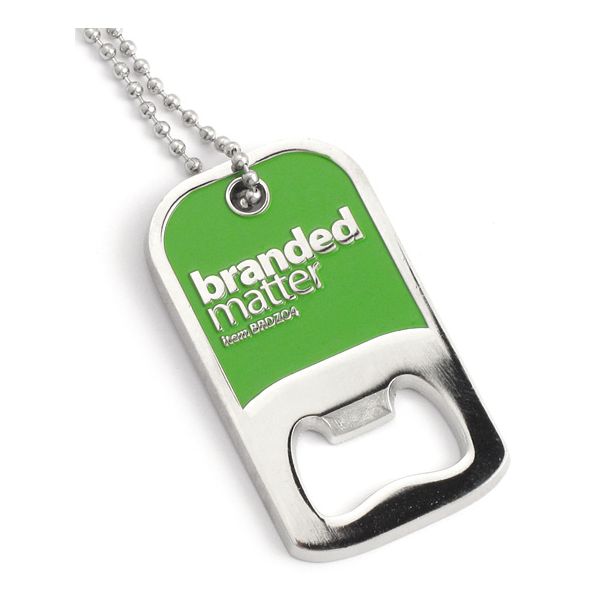 Custom made bottle opener dog tag with enamel colour fill
