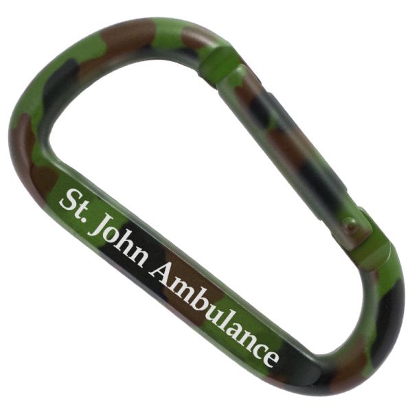 80mm carabiner keychain with camouflage pattern and custom laser engraving