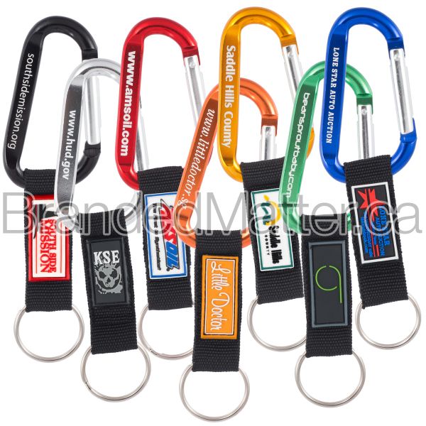 Branded Carabiners with PVC Label + Strap