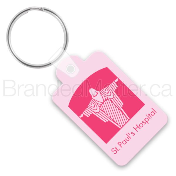 Small rectangle with tab and rounded corners vinyl keychain