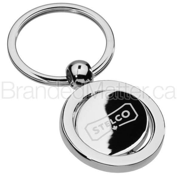 Round Rotating Center Engraved Keychains